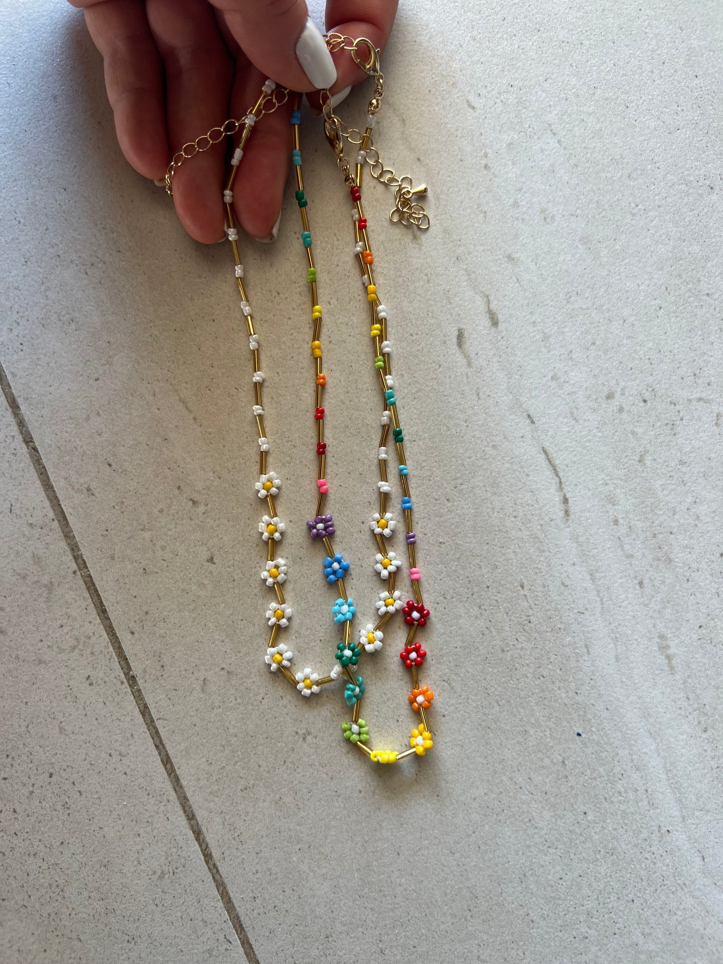 Flower bead necklaces