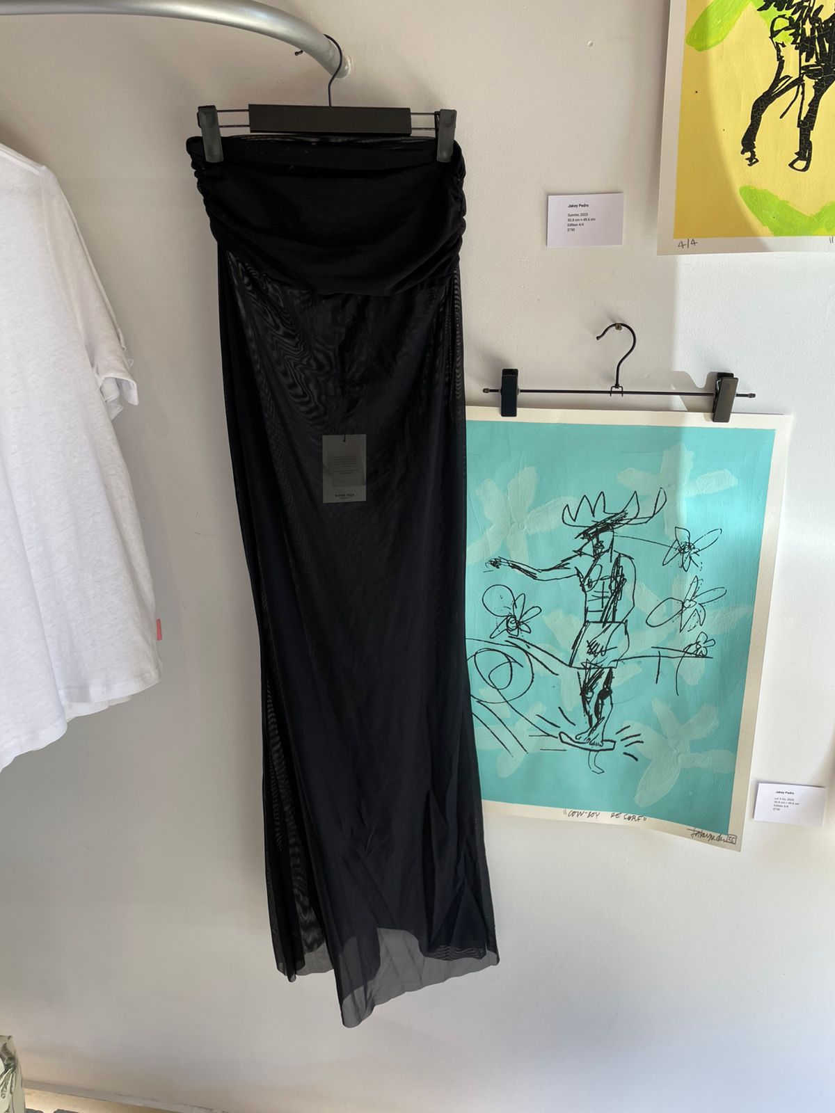 Bond-eye black mesh pants or skirt