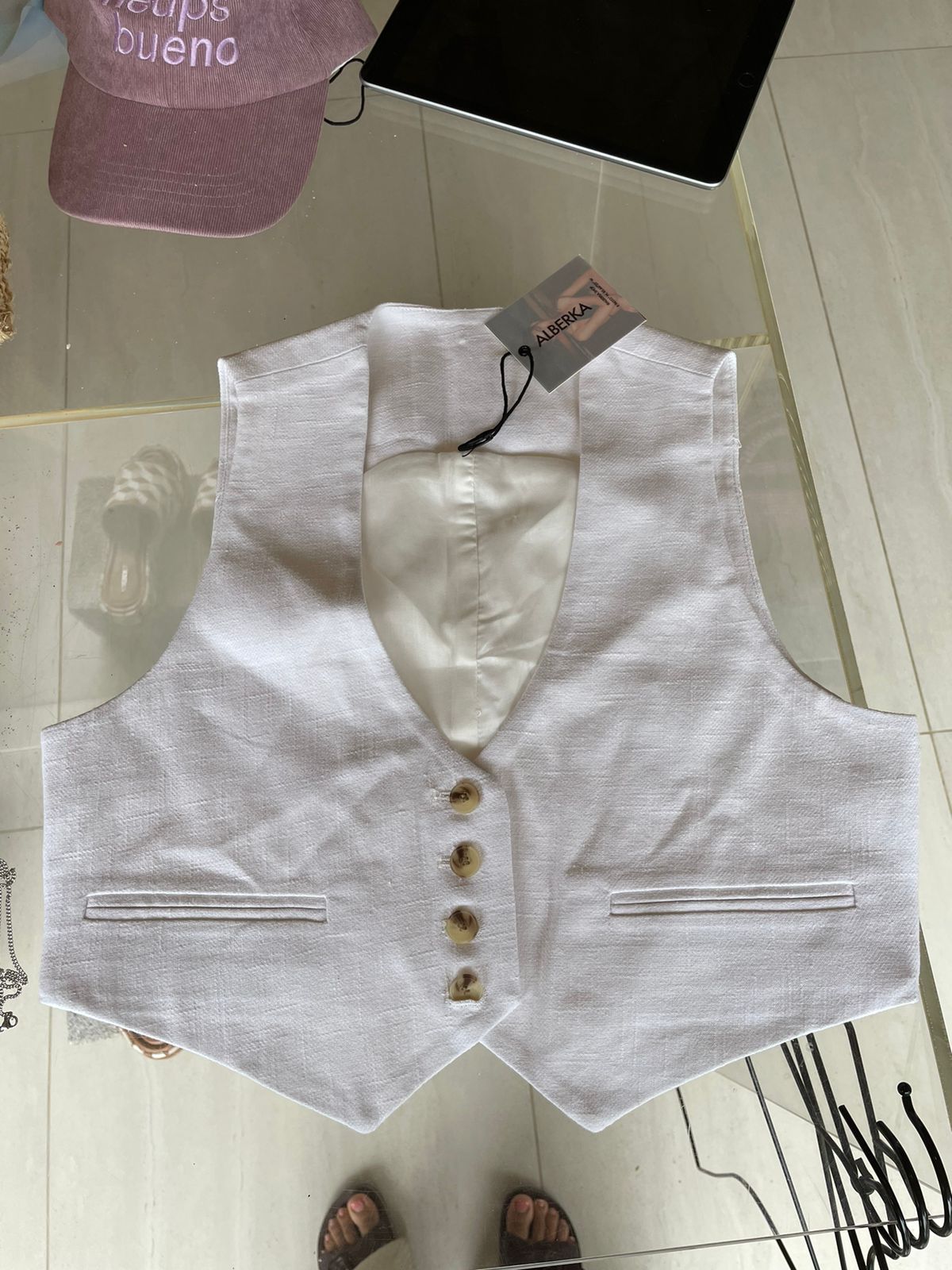 Ena pelle white waist coat