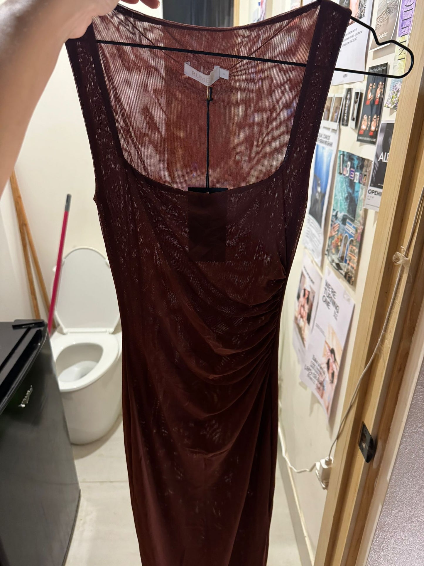 Rumer brown mesh dress