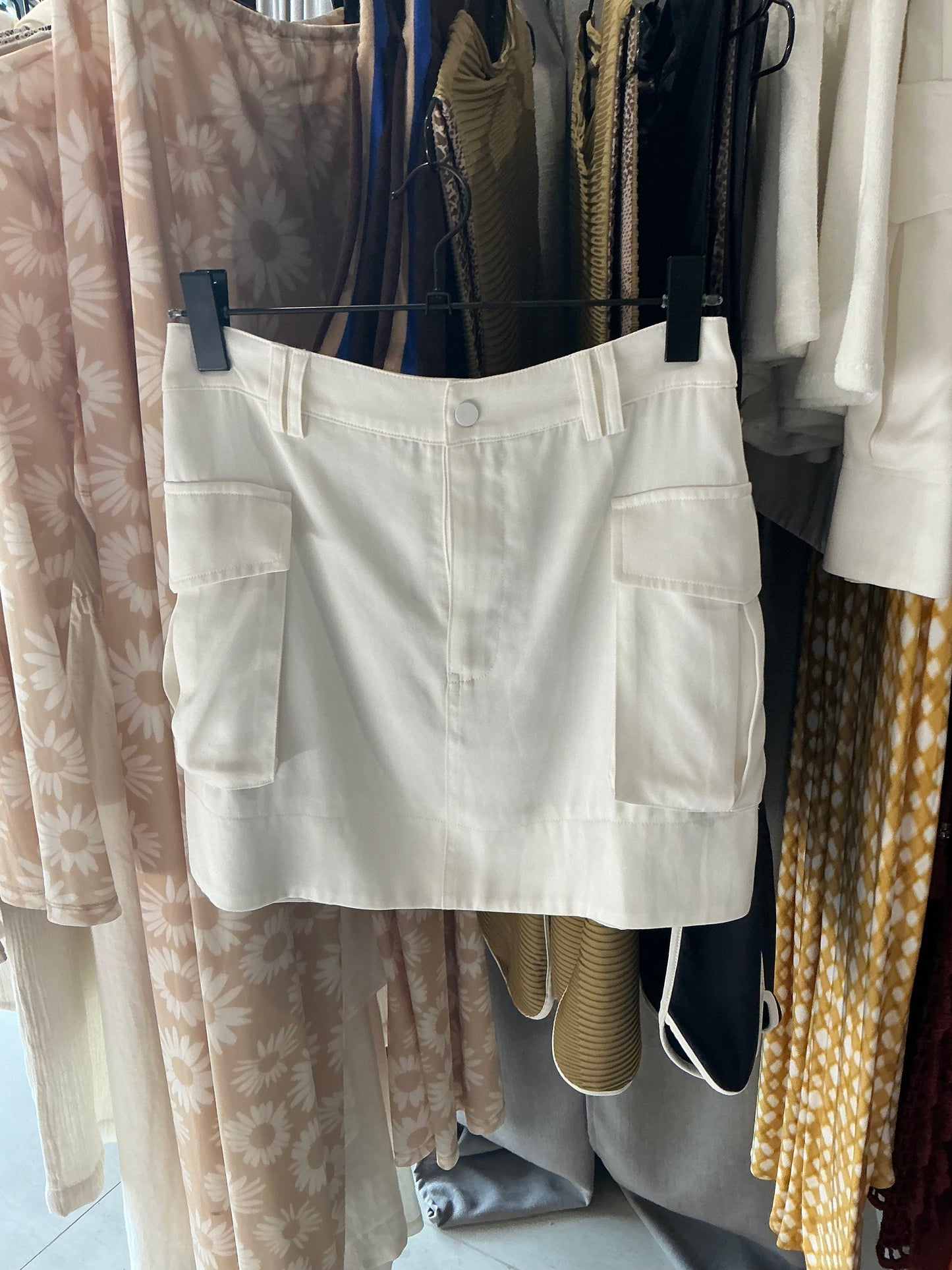 Ena pelle white cargo skirt